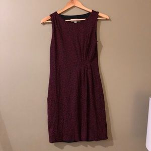 LOFT Small Petite Red and Black Animal Print Dress